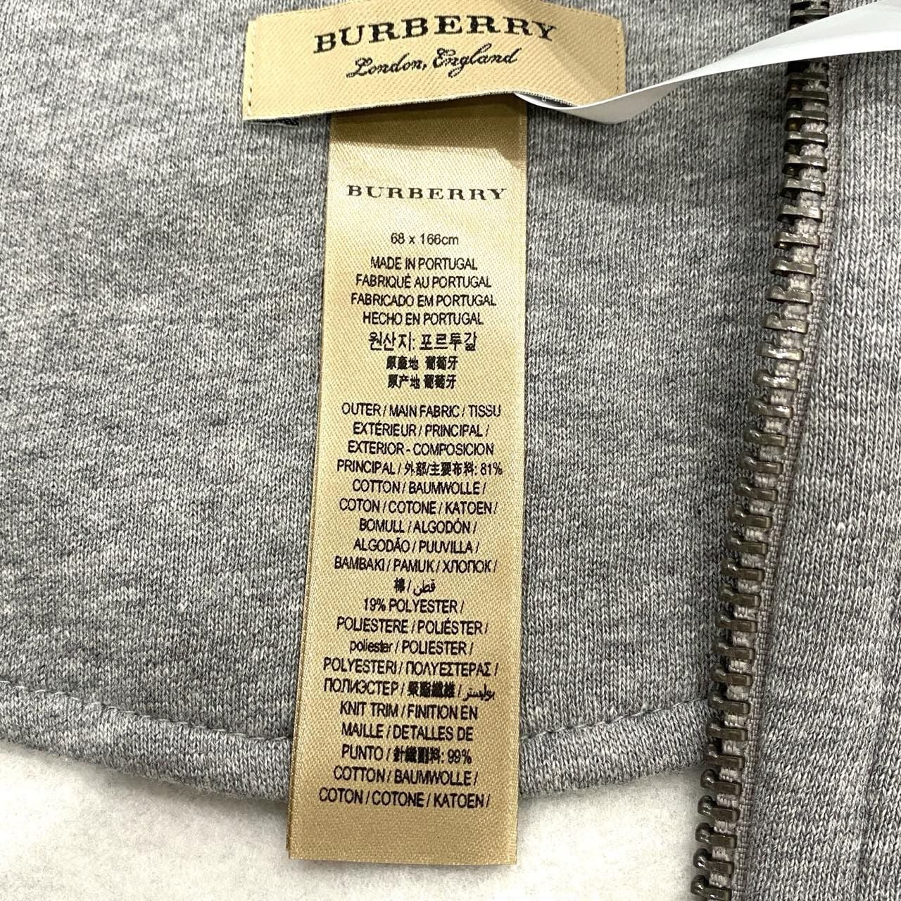 Burberry Grey Hooded Zipper Cape Coat 68×166cm Grade A 98% New