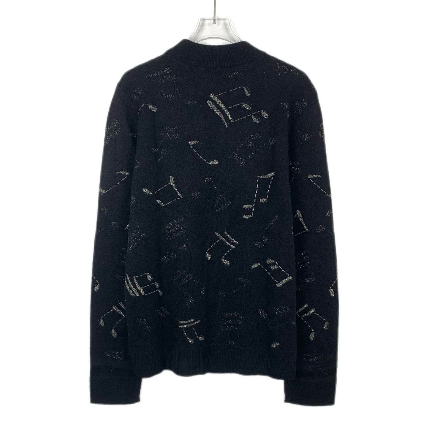 Saint Laurent Black Music Note Print Cotton Crew Neck Sweatshirt (Size L)