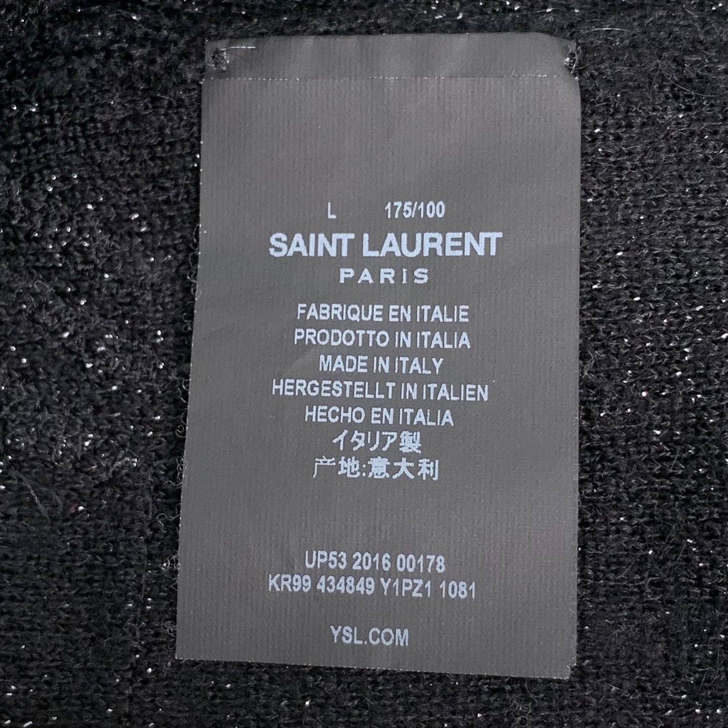 Saint Laurent Black Music Note Print Cotton Crew Neck Sweatshirt (Size L)