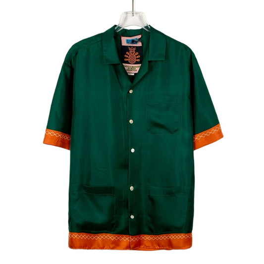 Gucci Green & Orange Pineapple Print Short-Sleeve Shirt 46 S