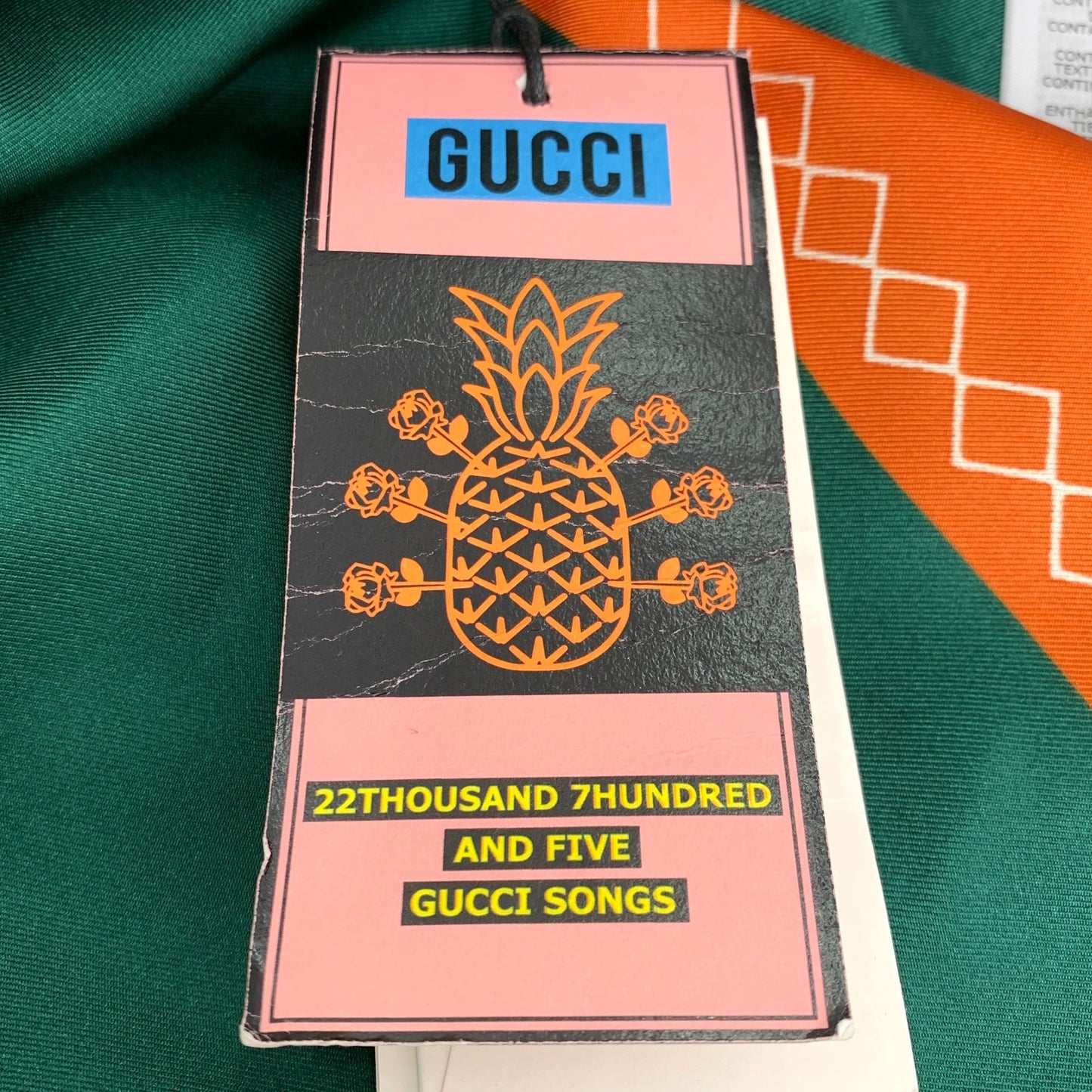 Gucci Green & Orange Pineapple Print Short-Sleeve Shirt 46 S