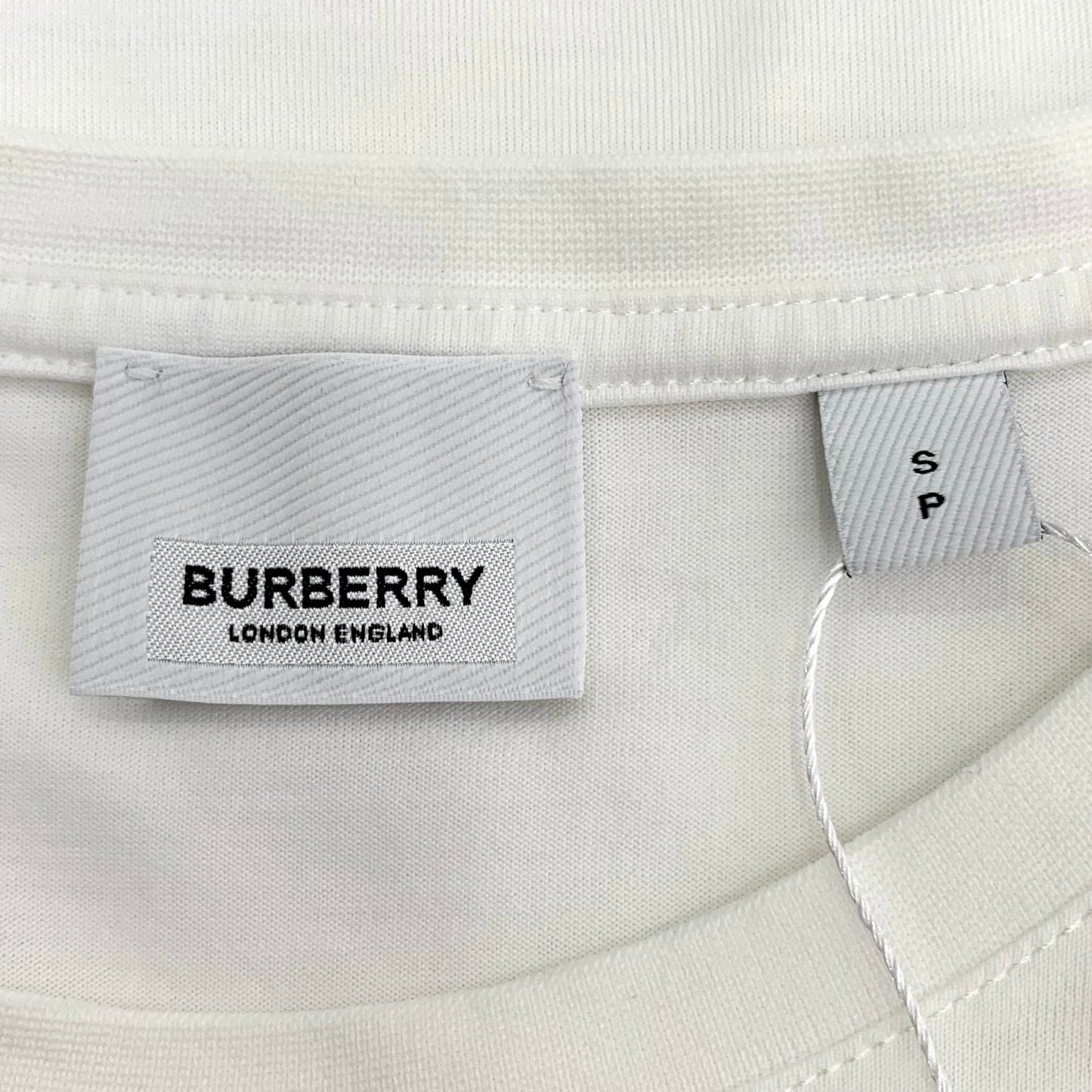 Burberry White Embroidered Logo Cotton T-Shirt Size S