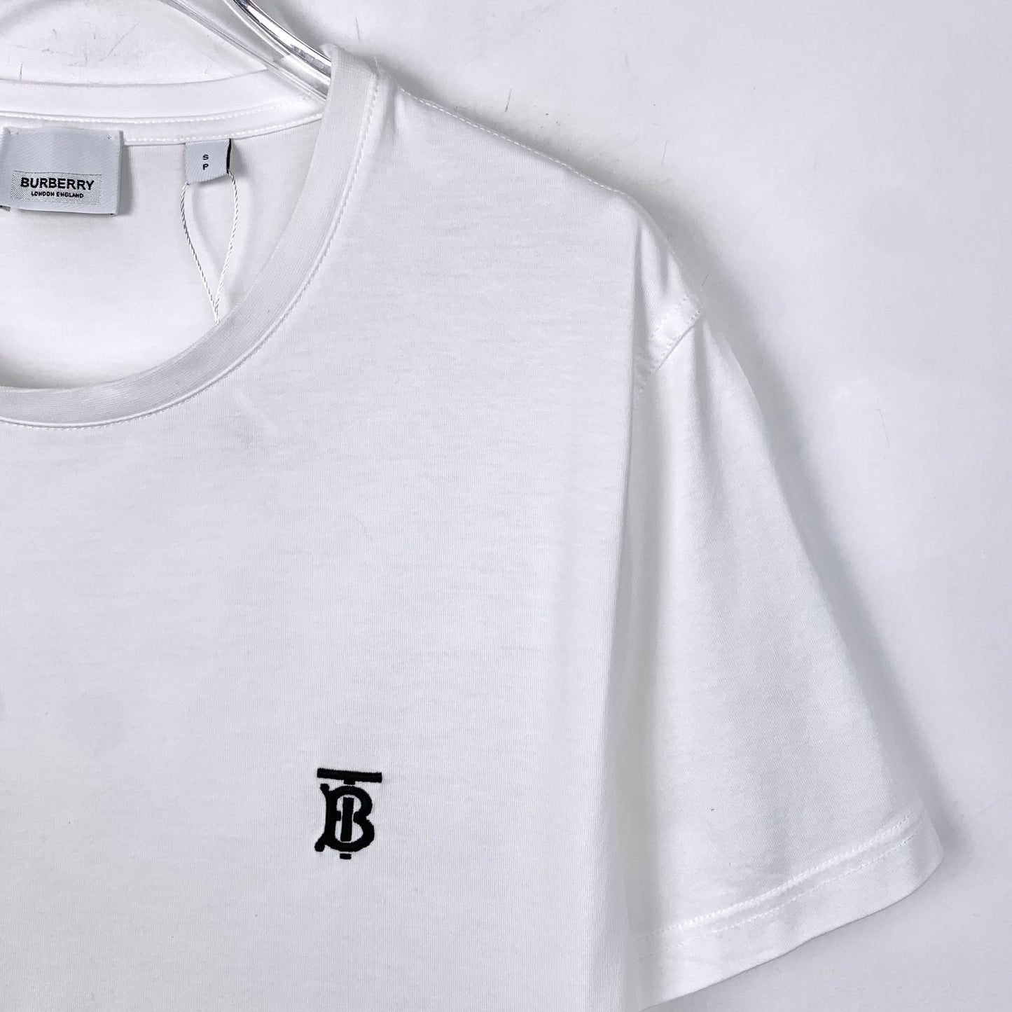 Burberry White Embroidered Logo Cotton T-Shirt Size S