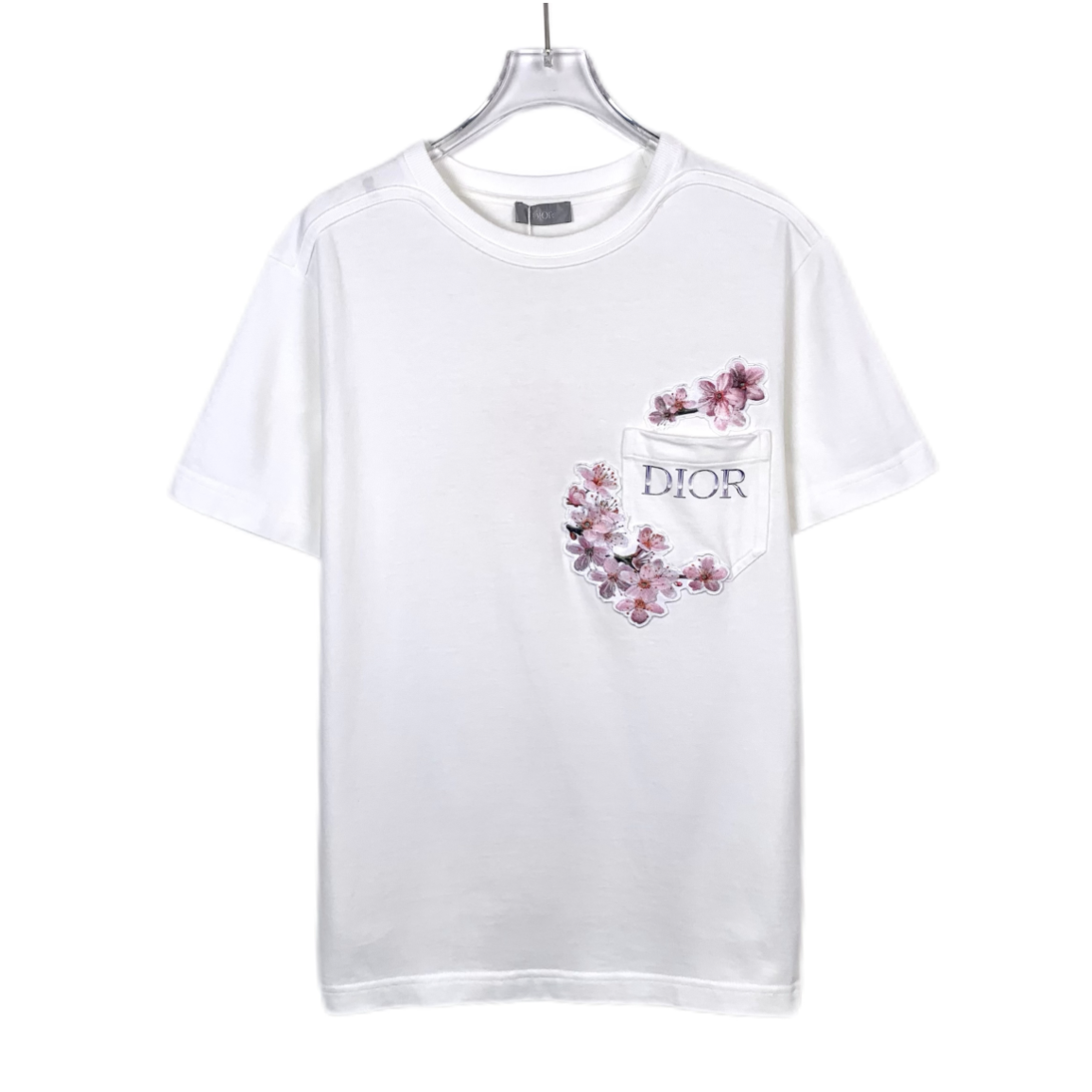 Dior White Logo Floral Embroidered Cotton Crewneck T-Shirt