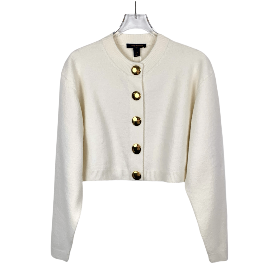 Louis Vuitton 2023 White Single-Breasted Lambswool Long-Sleeve Knit Cardigan