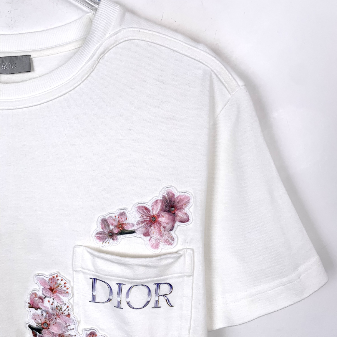 Dior White Logo Floral Embroidered Cotton Crewneck T-Shirt