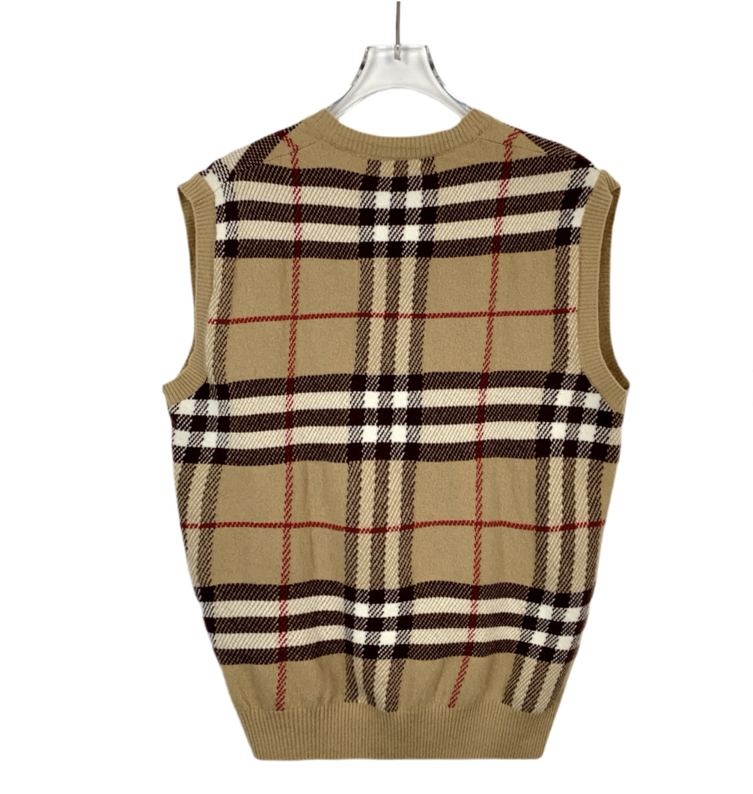 Burberry Brown Check V-Neck Knitted Vest