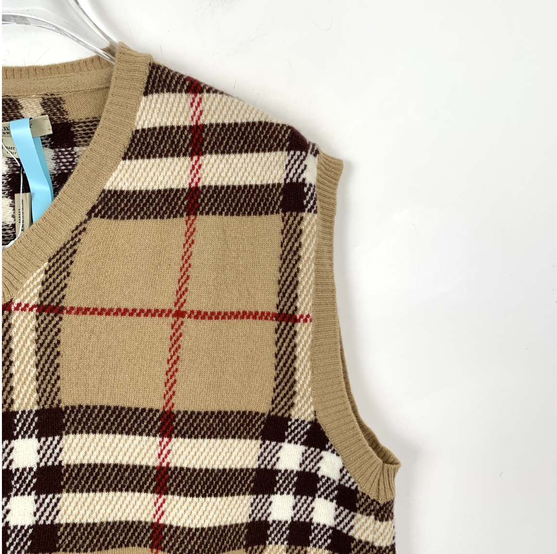 Burberry Brown Check V-Neck Knitted Vest