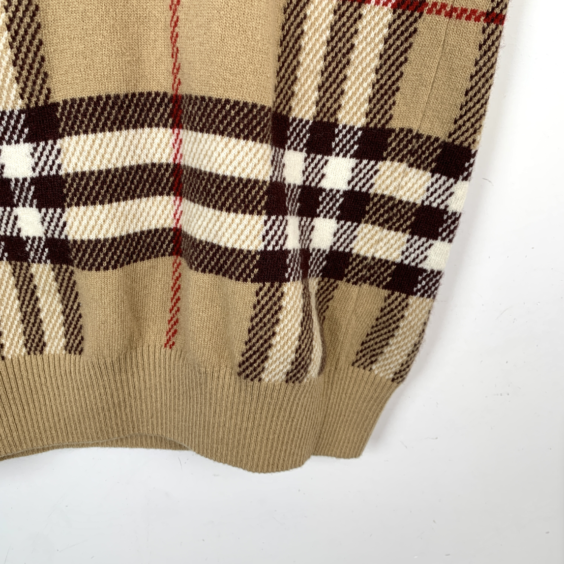 Burberry Brown Check V-Neck Knitted Vest