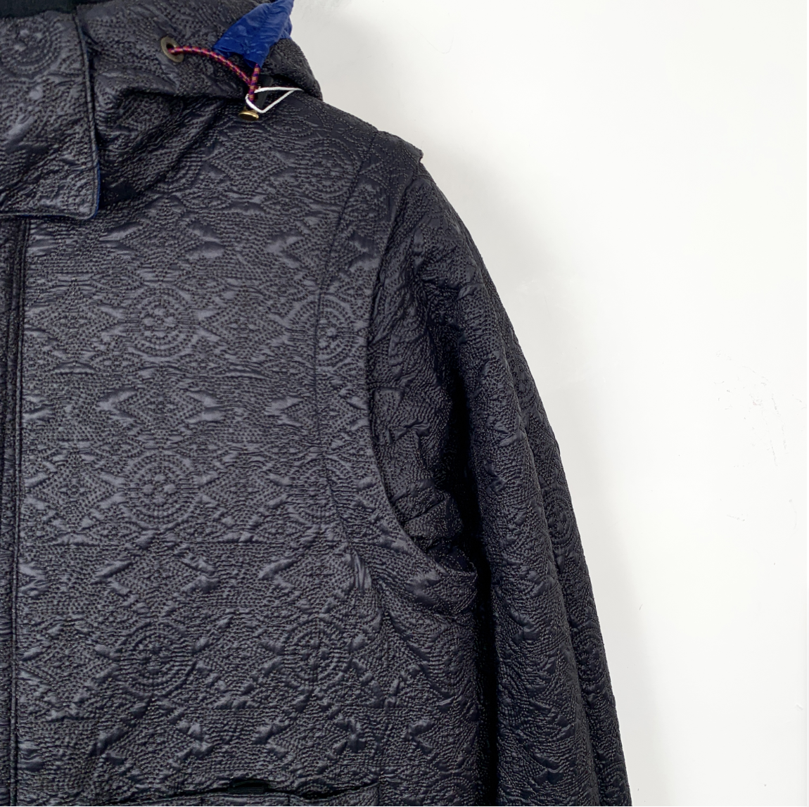 Louis Vuitton Blue Logo Reversible Hooded Zipper Down Jacket