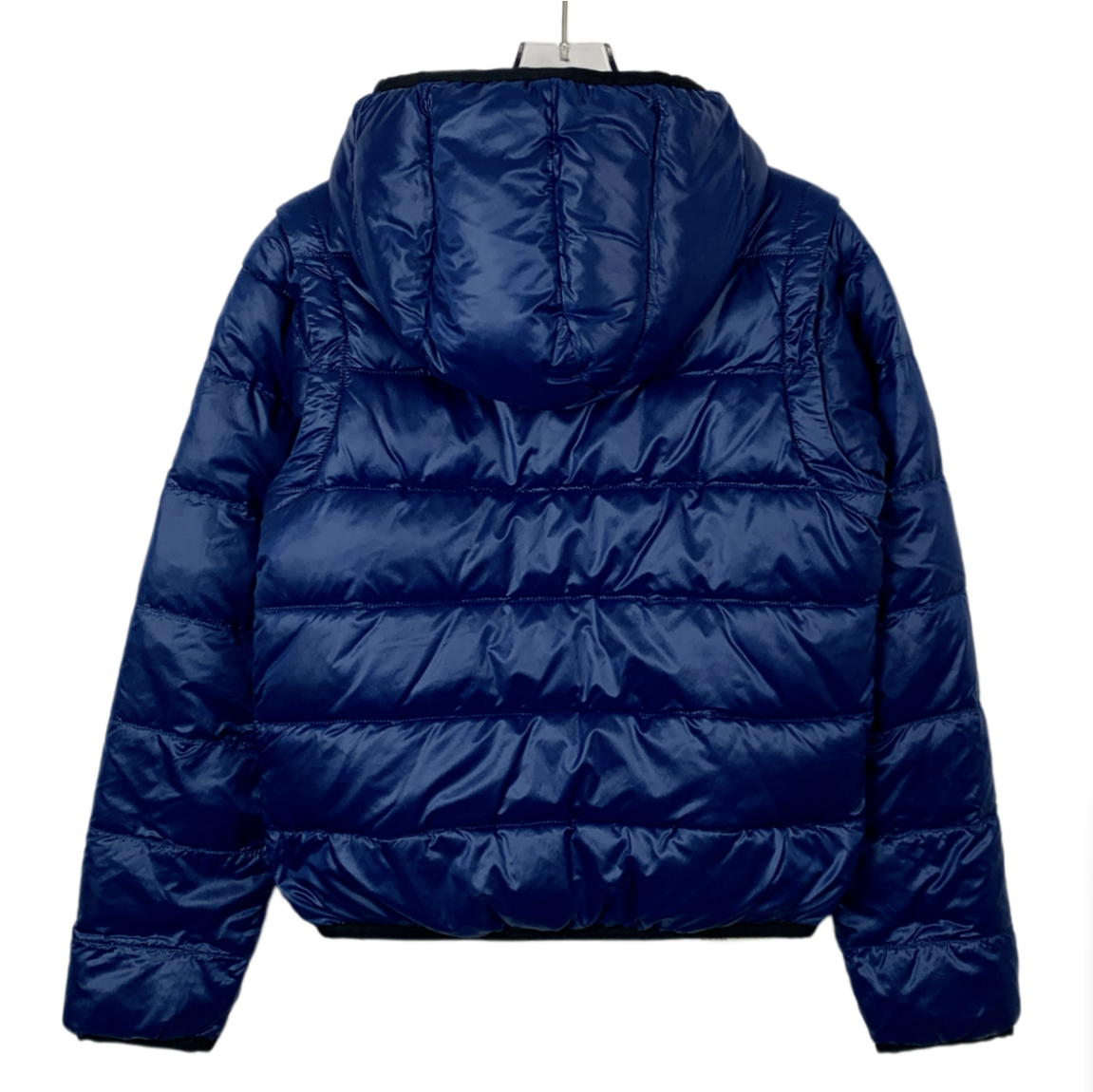 Louis Vuitton Blue Logo Reversible Hooded Zipper Down Jacket