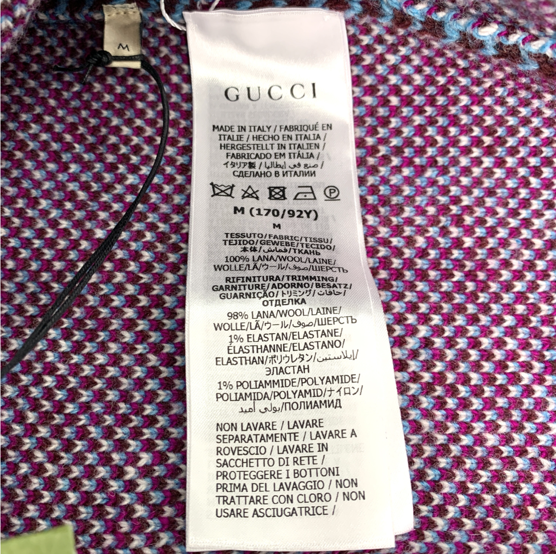 Gucci Blue Double G Monogram Wool Knit Cardigan Jacket