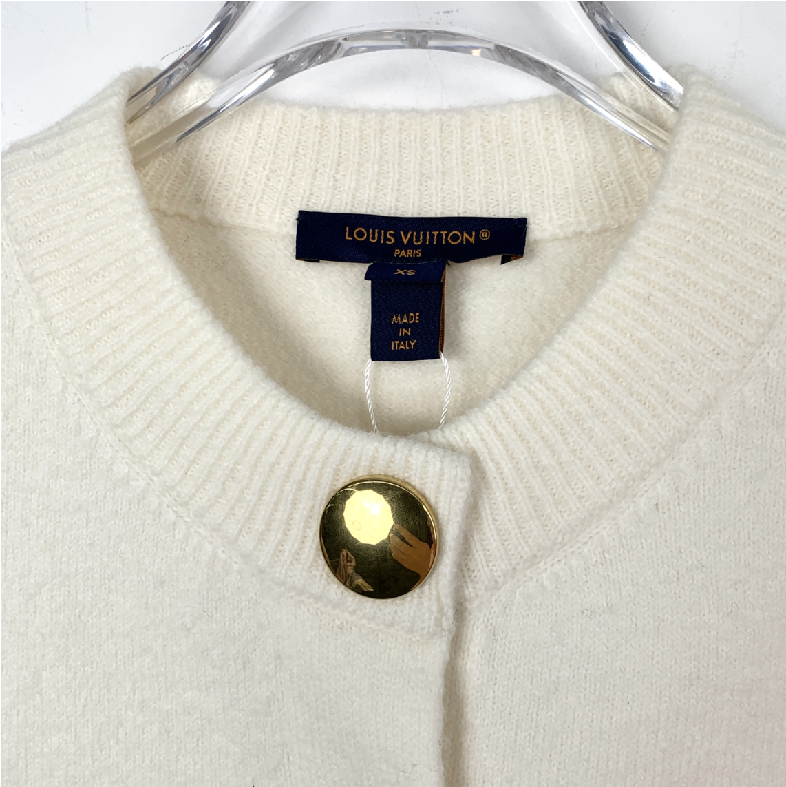 Louis Vuitton 2023 White Single-Breasted Lambswool Long-Sleeve Knit Cardigan