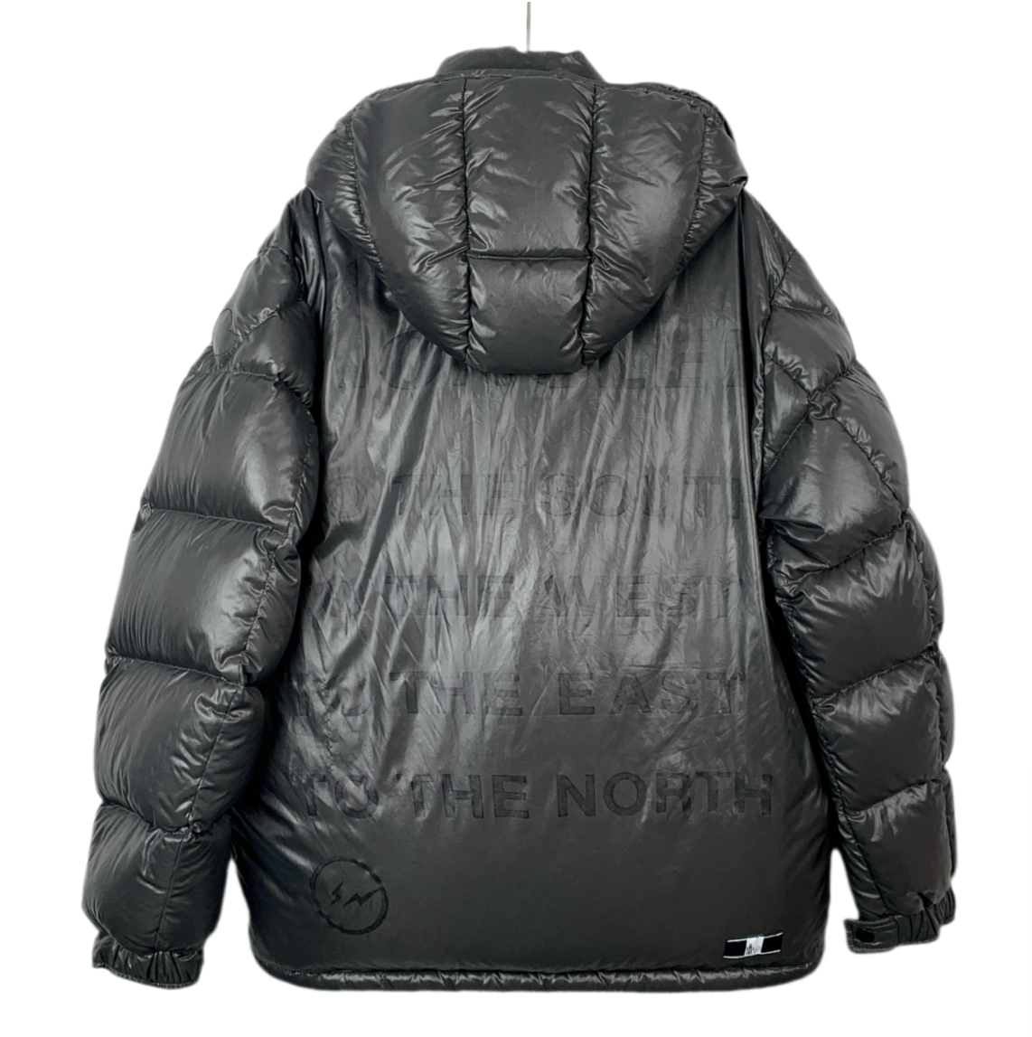 Moncler Silver Gray Shiny Logo Letter Print Hooded Zipper Down Jacket