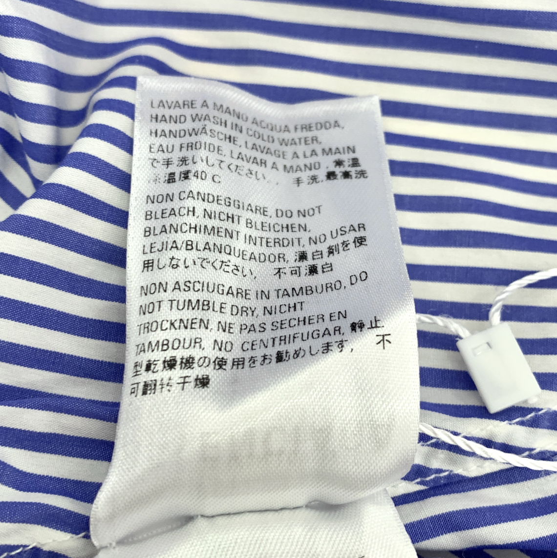 Balenciaga Blue Striped Logo Letter Print Long-Sleeve Shirt