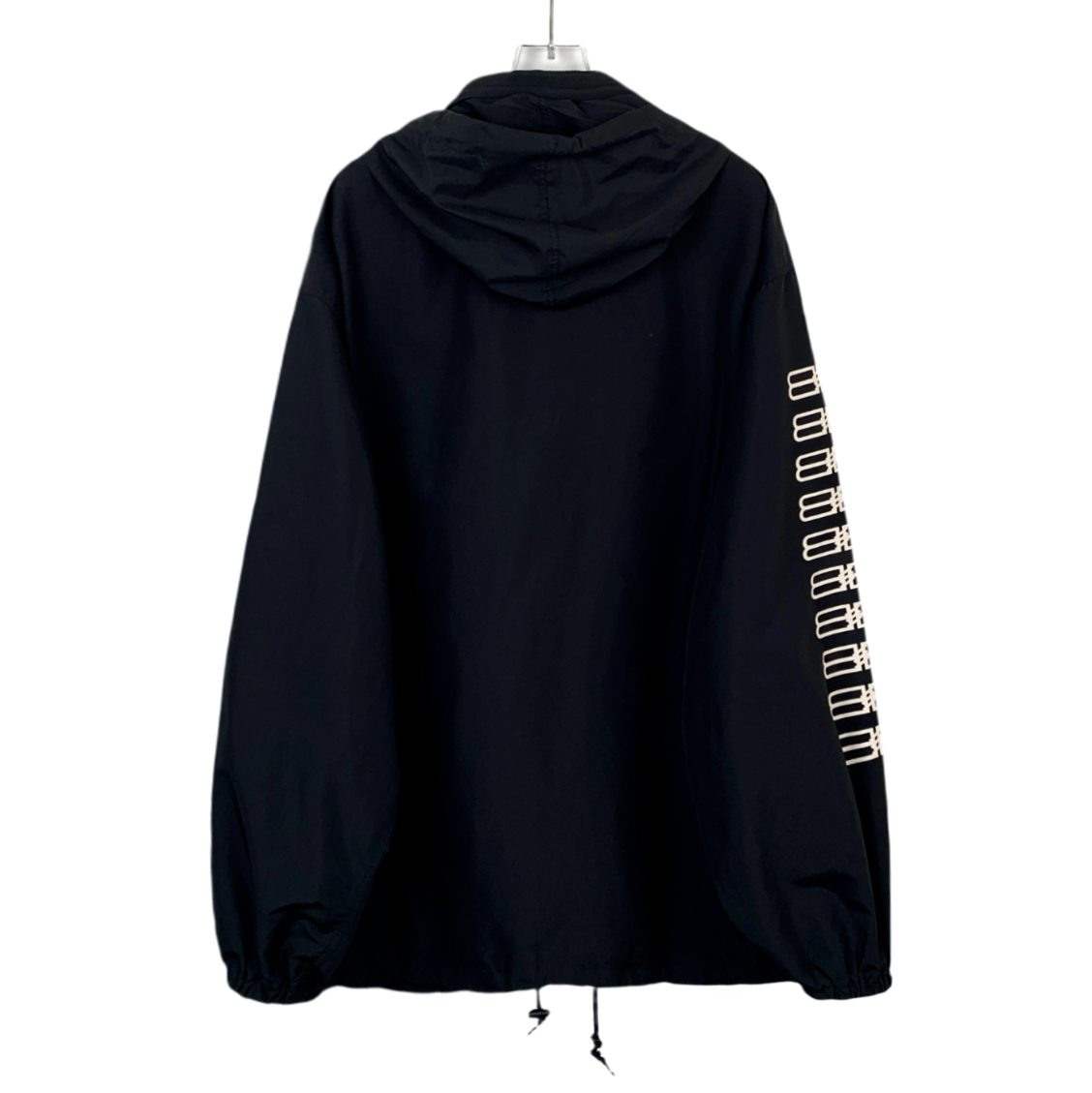 Balenciaga 2023 Black Logo Letter Print Drawstring Hooded Jacke