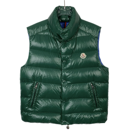 Moncler Tib Series Green Logo Patch Stand-Collar Down Vest Jacket