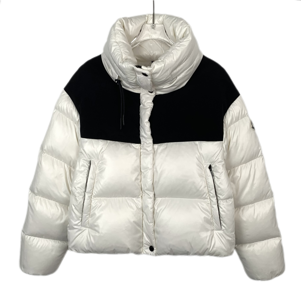 Moncler Nil Series Black & White Patch Logo Down Jacket with Zipper Closure