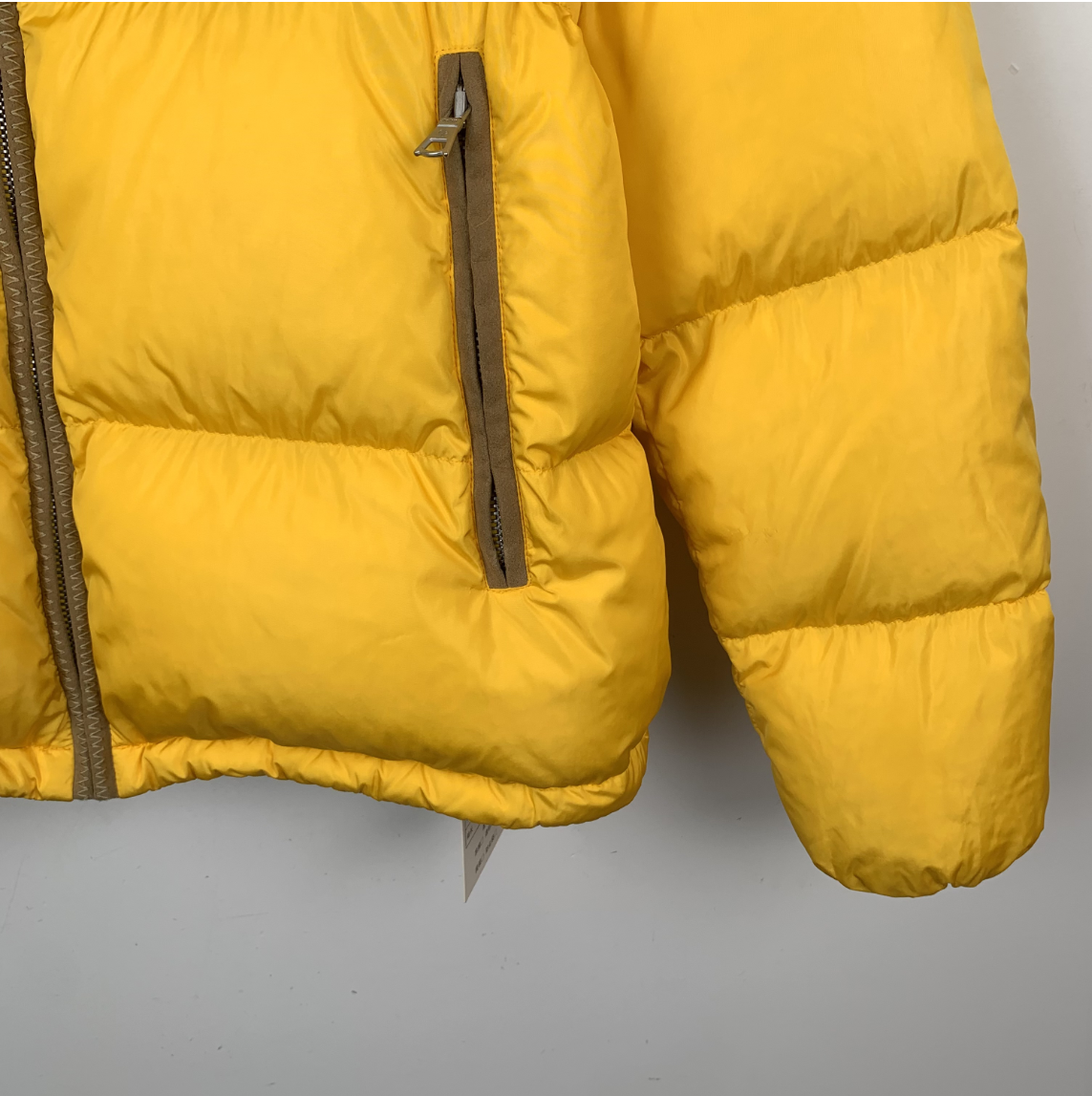 Moncler x Palm Angels Collaboration Yellow Logo-Appliqué Stand Collar Zip Puffer Jacke