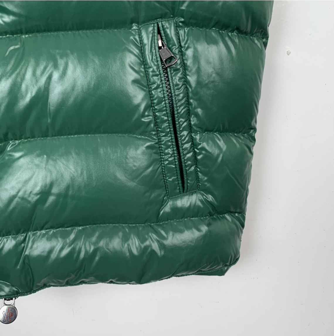 Moncler Tib Series Green Logo Patch Stand-Collar Down Vest Jacket