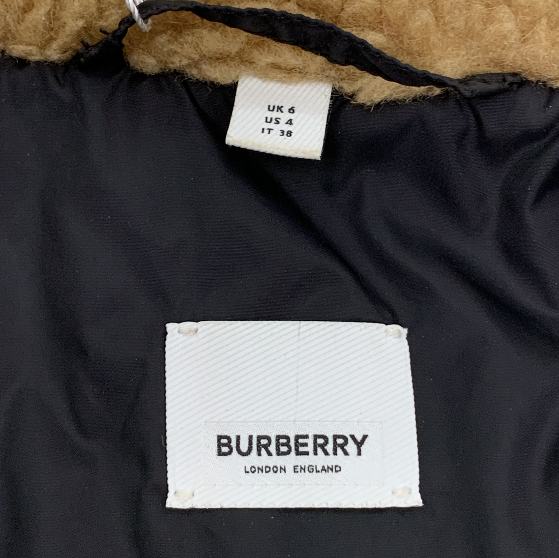 Burberry Brown Teddy Wool Jacket with TB Logo Collar