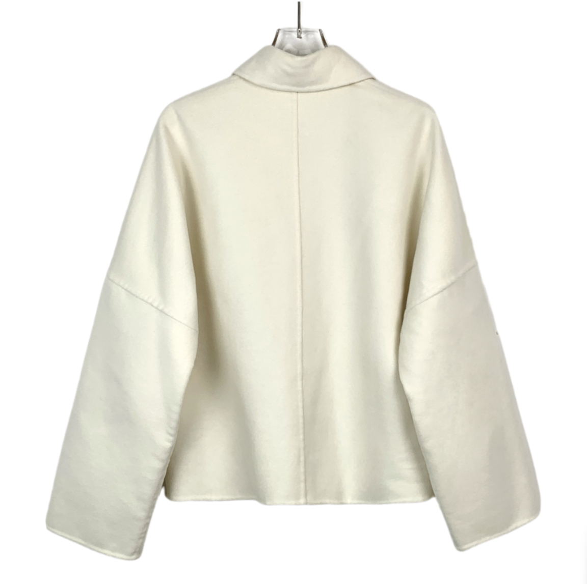 Hermès Off-White Cashmere Goat Leather Collared Single-Breasted Casual Jacket