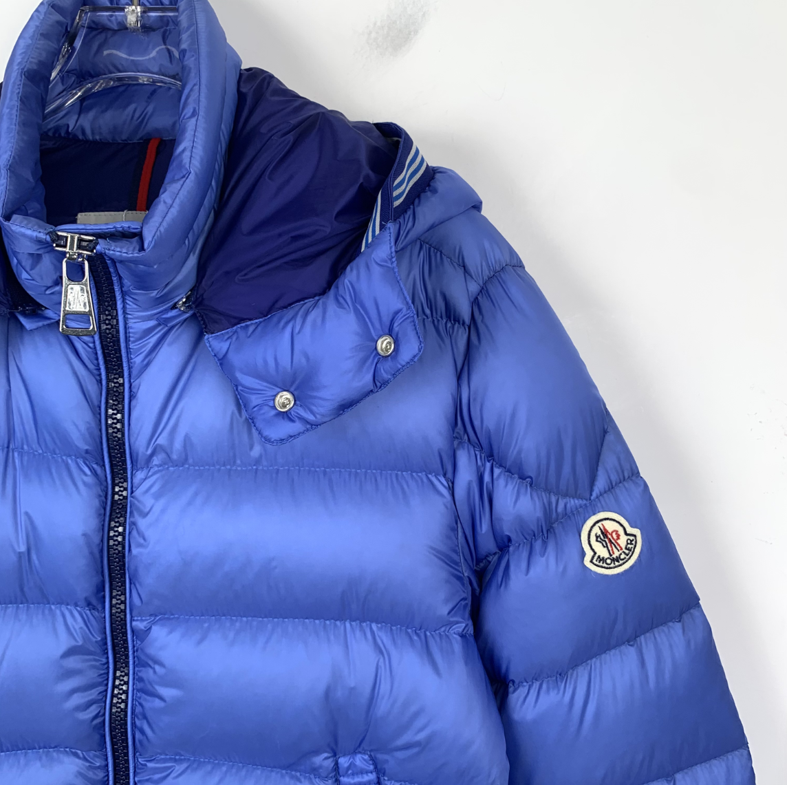 Moncler Thoule Series Blue Quilted Hooded Down Jacke