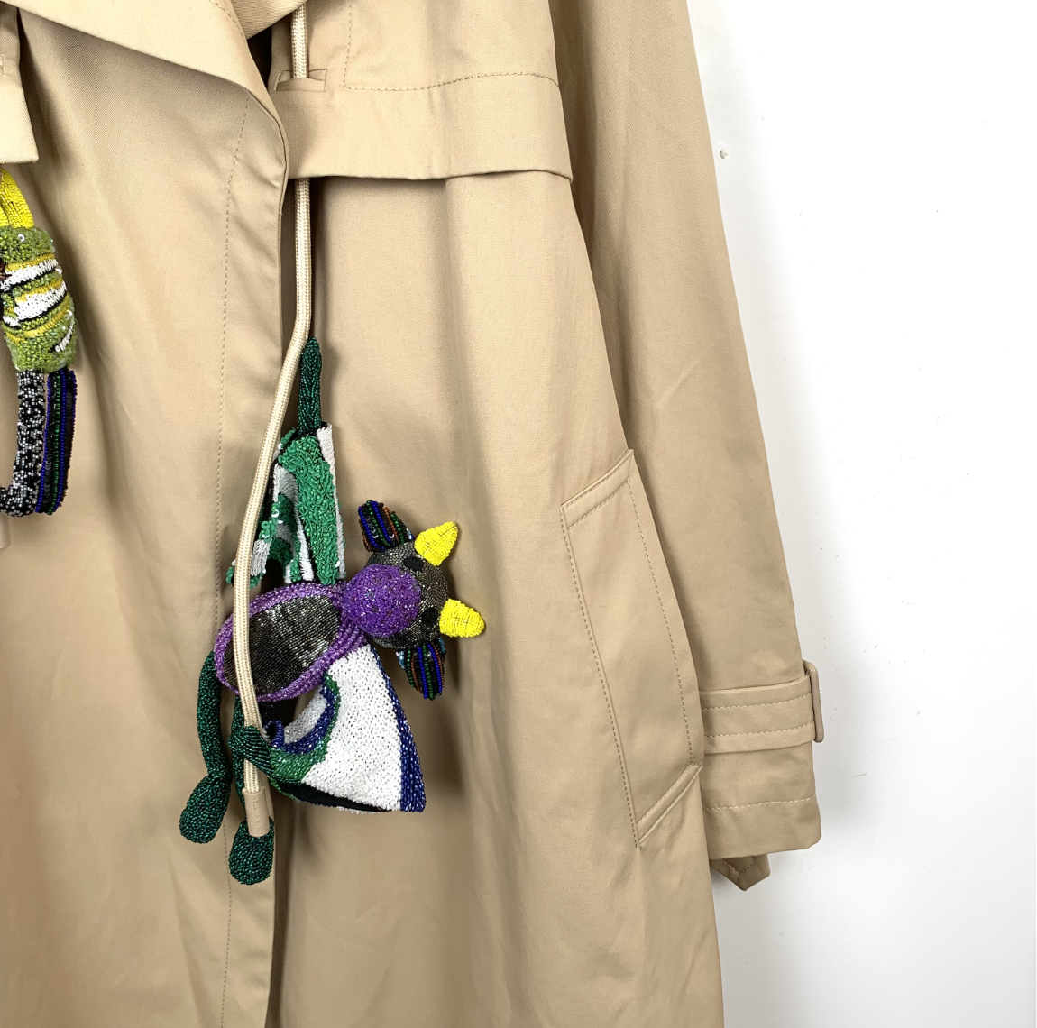 Louis Vuitton Brown Belted Trench Coat with Toy Accessory