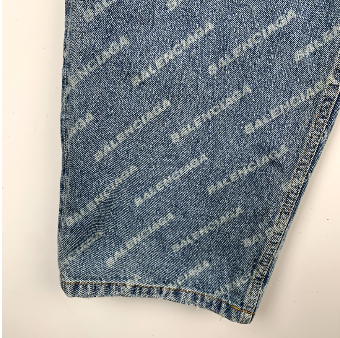 Balenciaga 2023 Blue Logo Print Denim Jeans