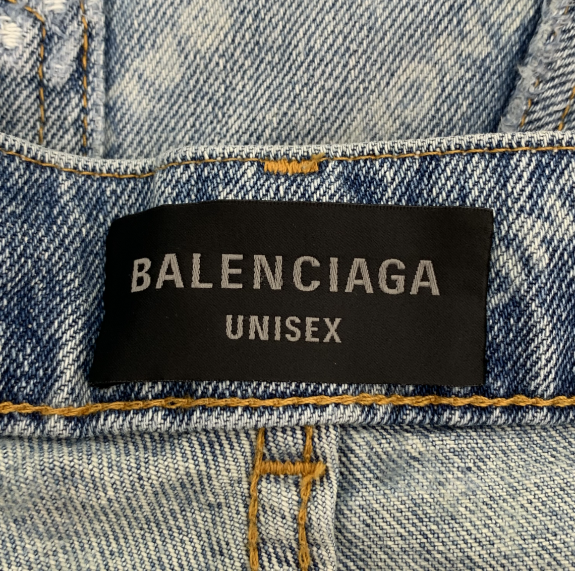 Balenciaga 2023 Blue Logo Print Denim Jeans