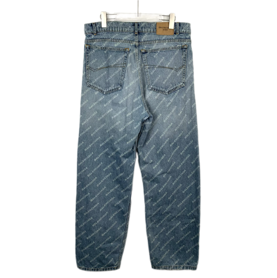 Balenciaga 2023 Blue Logo Print Denim Jeans