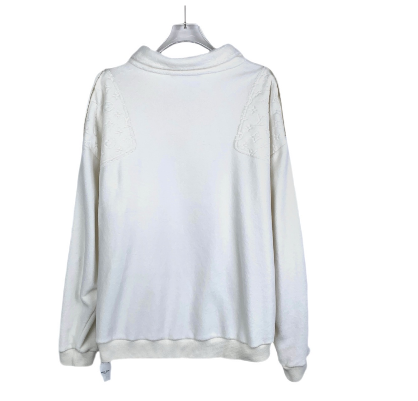 Louis Vuitton Embossed Monogram Half-Zip White Sweatshirt