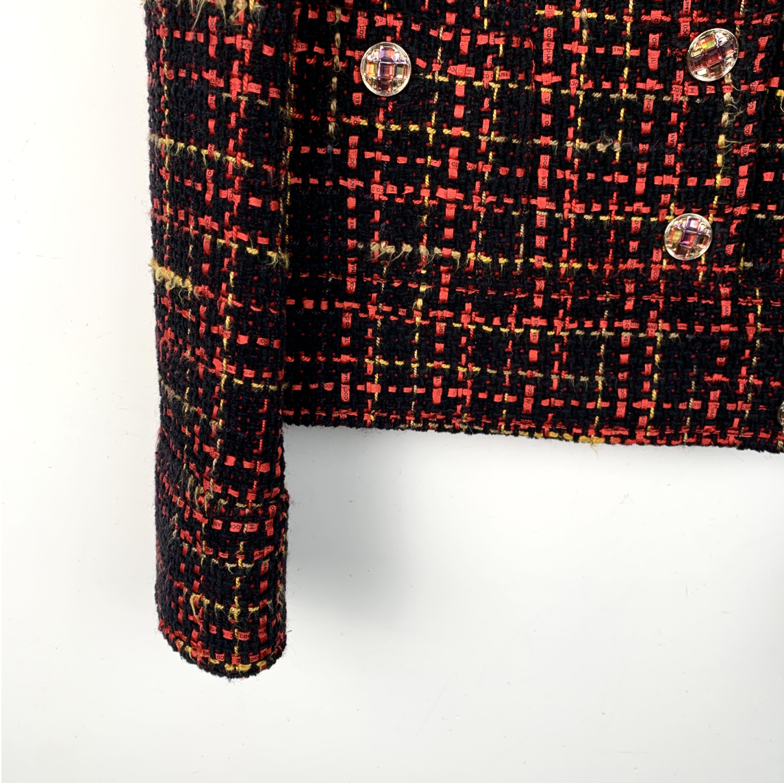 Chanel red and black tweed-style jacket