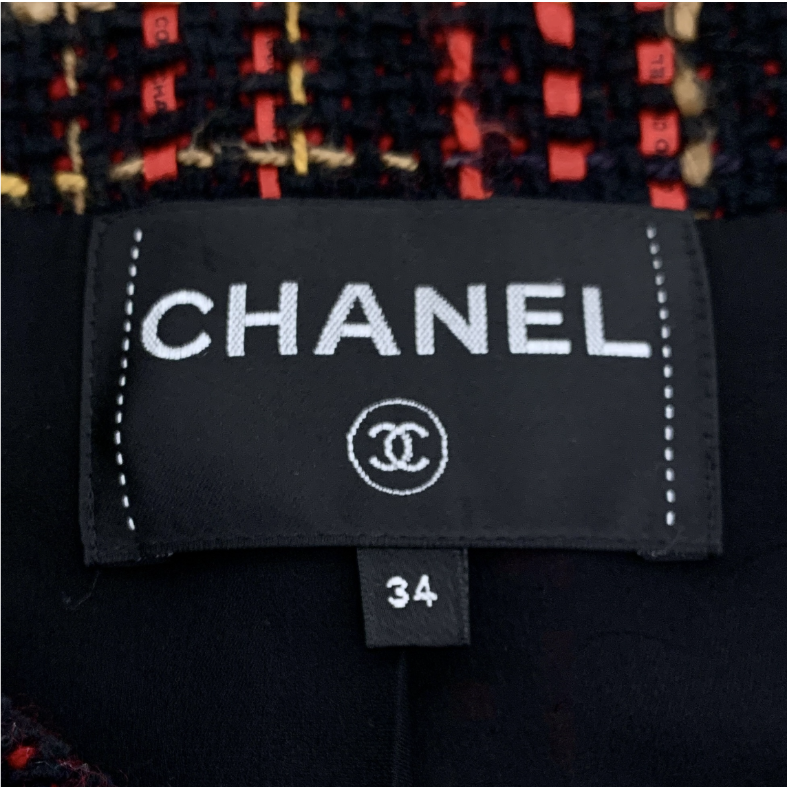 Chanel red and black tweed-style jacket