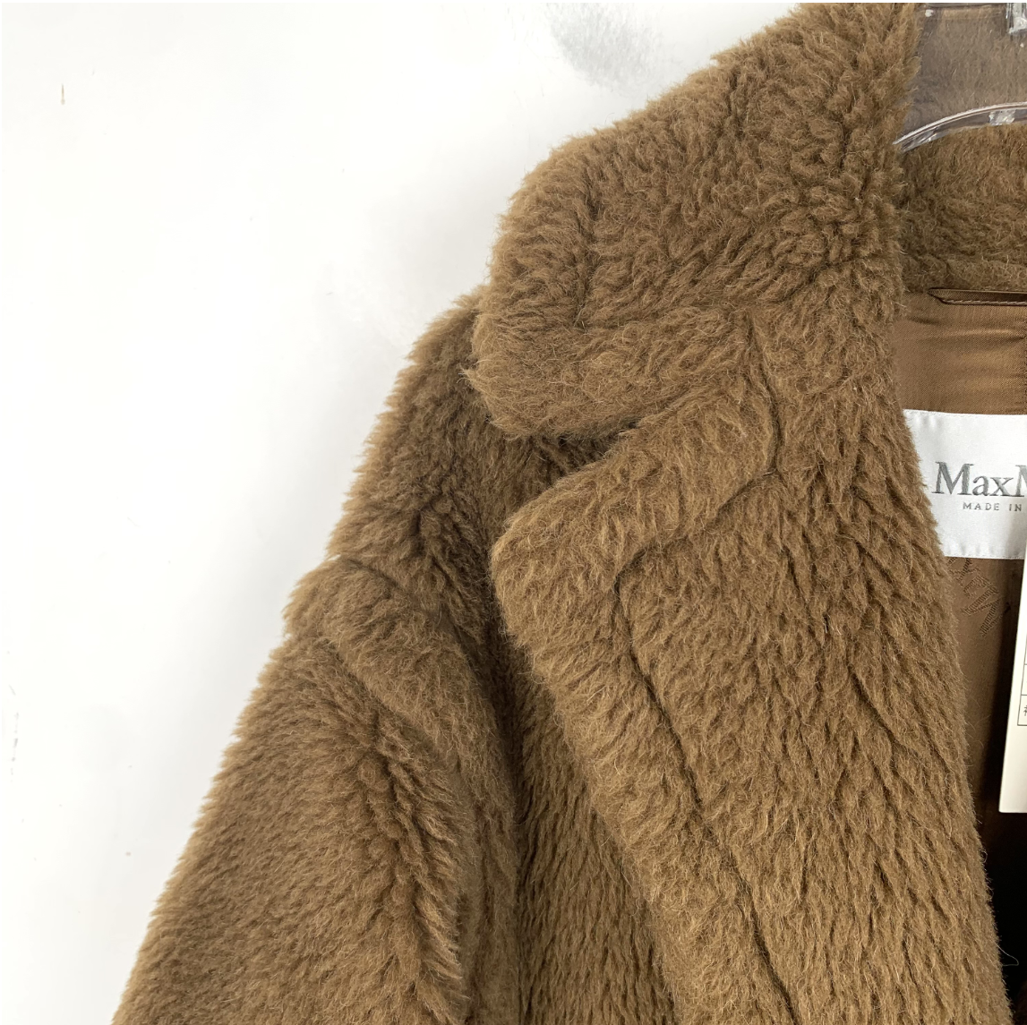 Max Mara Teddy Collection Deep Brown Alpaca Wool Double-Breasted Coat