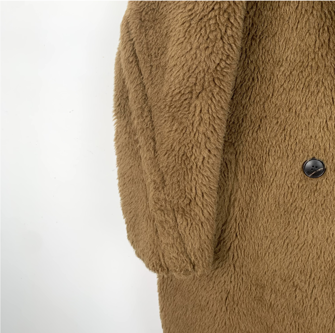 Max Mara Teddy Collection Deep Brown Alpaca Wool Double-Breasted Coat