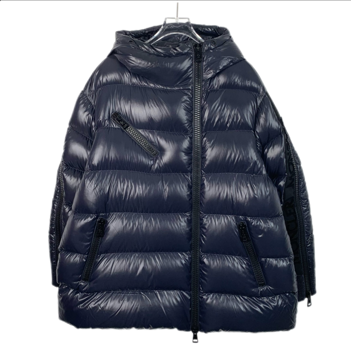 Moncler Liriope Series Navy Blue Logo Letter Hooded Down Jacket