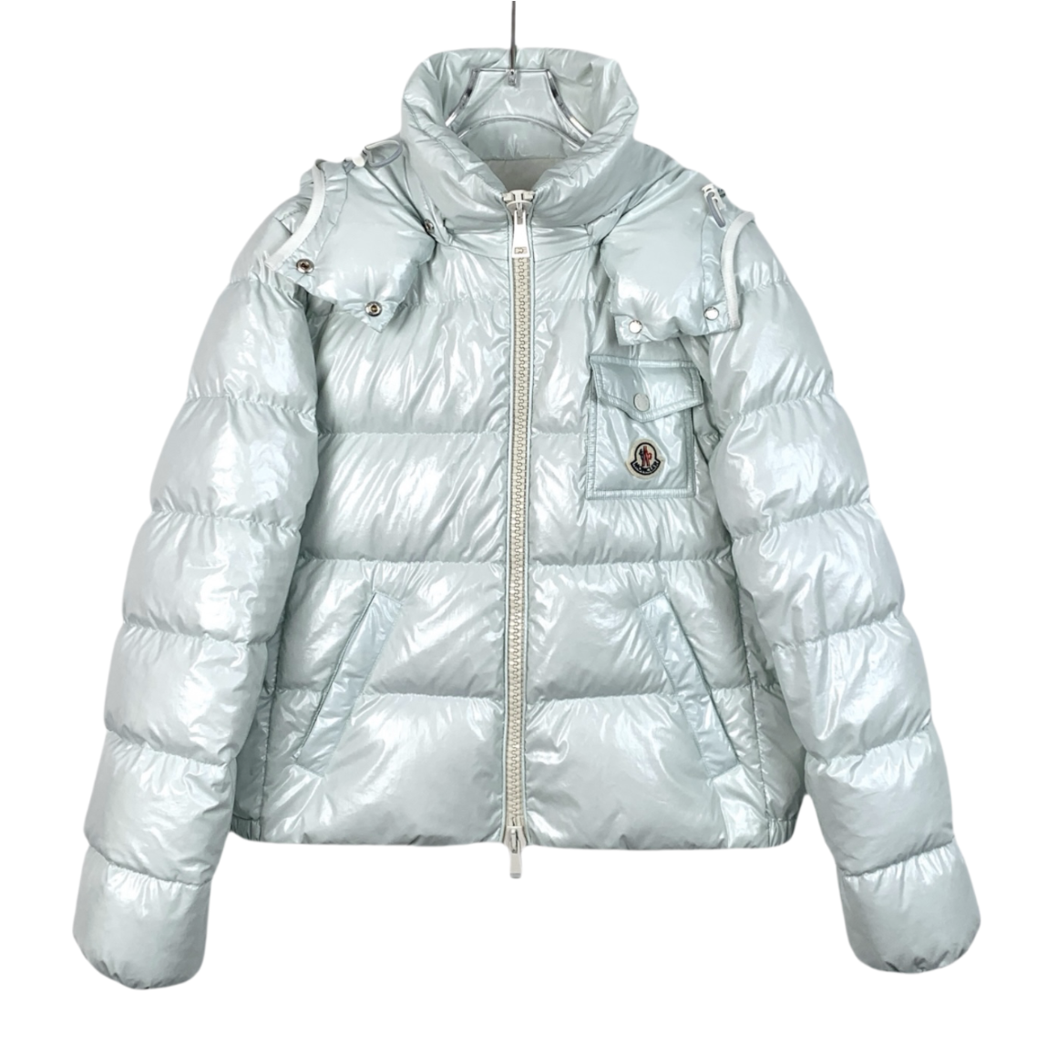 Moncler Andro Series 2023 Light Blue Hooded Quilted Down Jacket