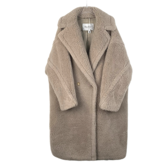 Max Mara Brown Alpaca Wool Teddy Double-Breasted Coat