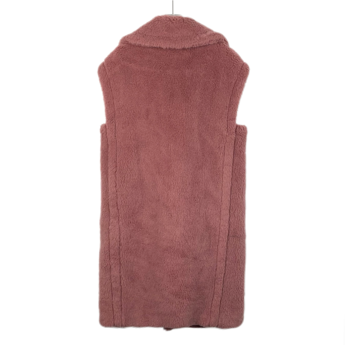 Max Mara Pink Teddy Alpaca Double-Breasted Sleeveless Coat