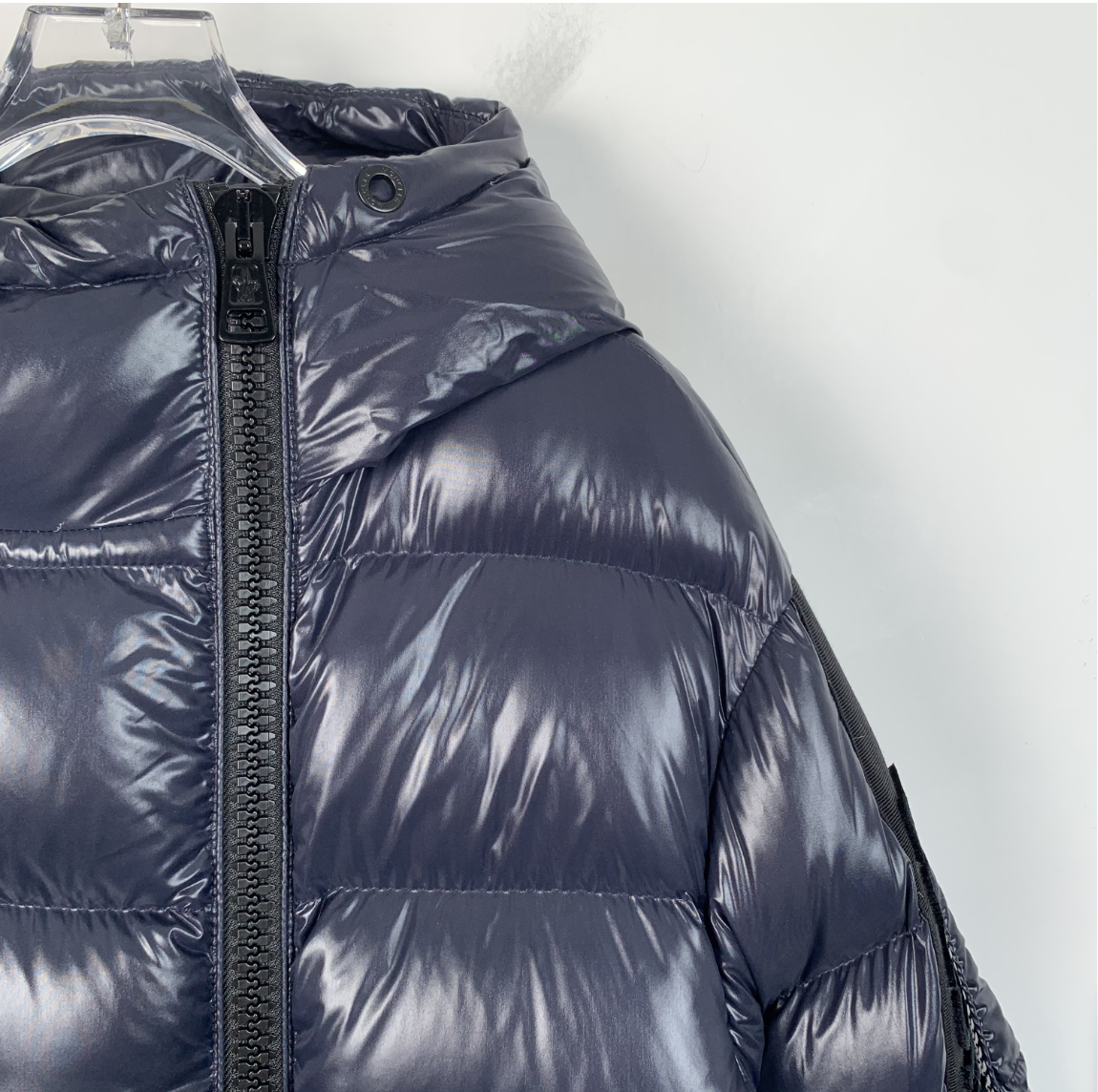 Moncler Liriope Series Navy Blue Logo Letter Hooded Down Jacket