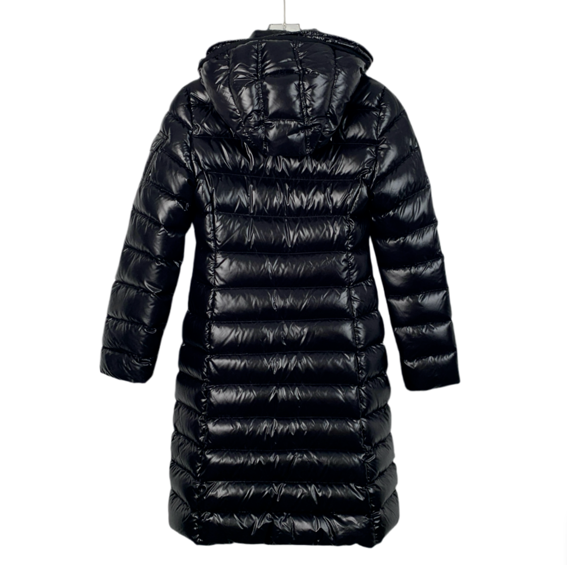 Moncler Moka Series Black Glossy Logo Patch Hooded Quilted Down Jacket