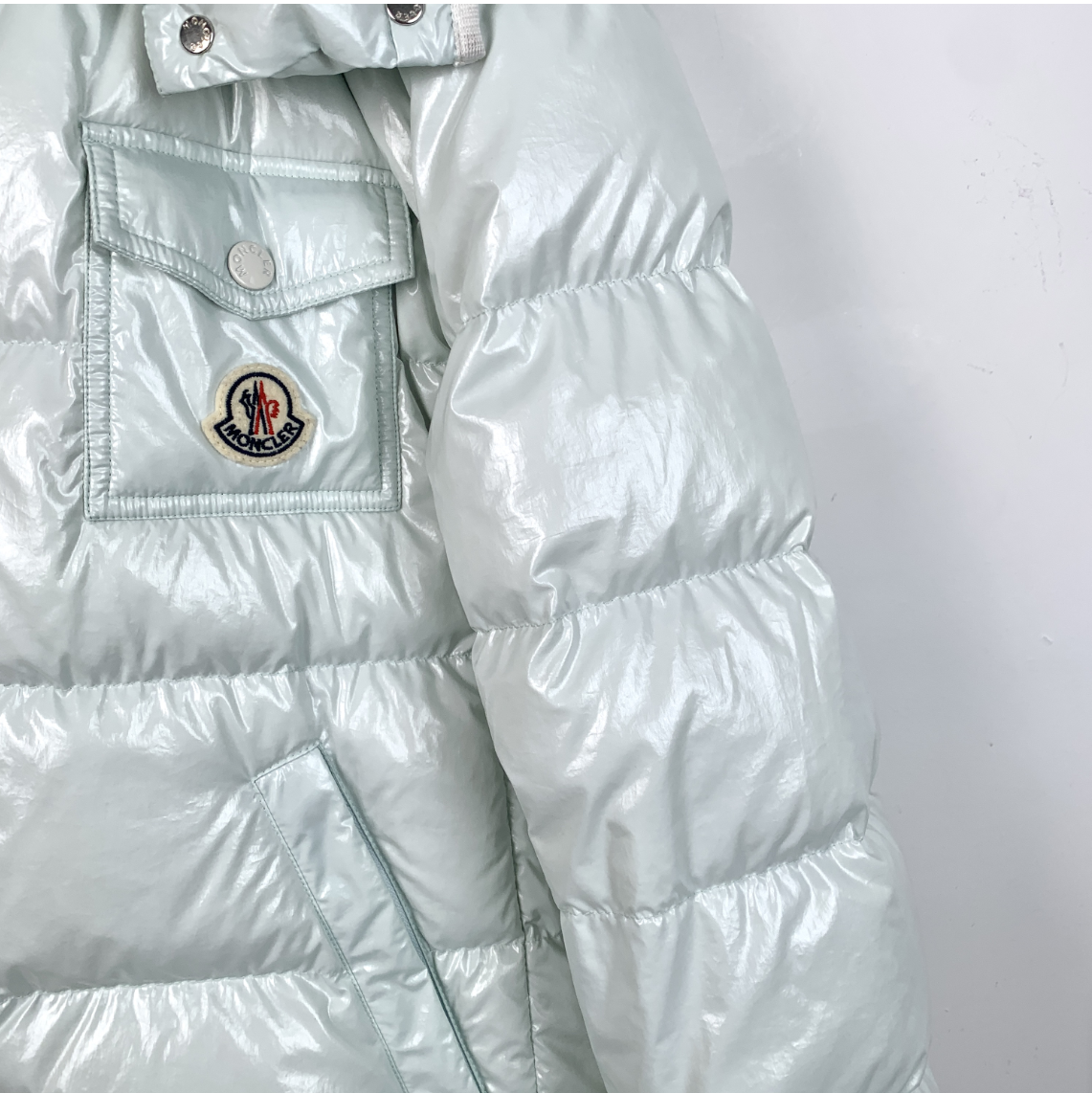 Moncler Andro Series 2023 Light Blue Hooded Quilted Down Jacket