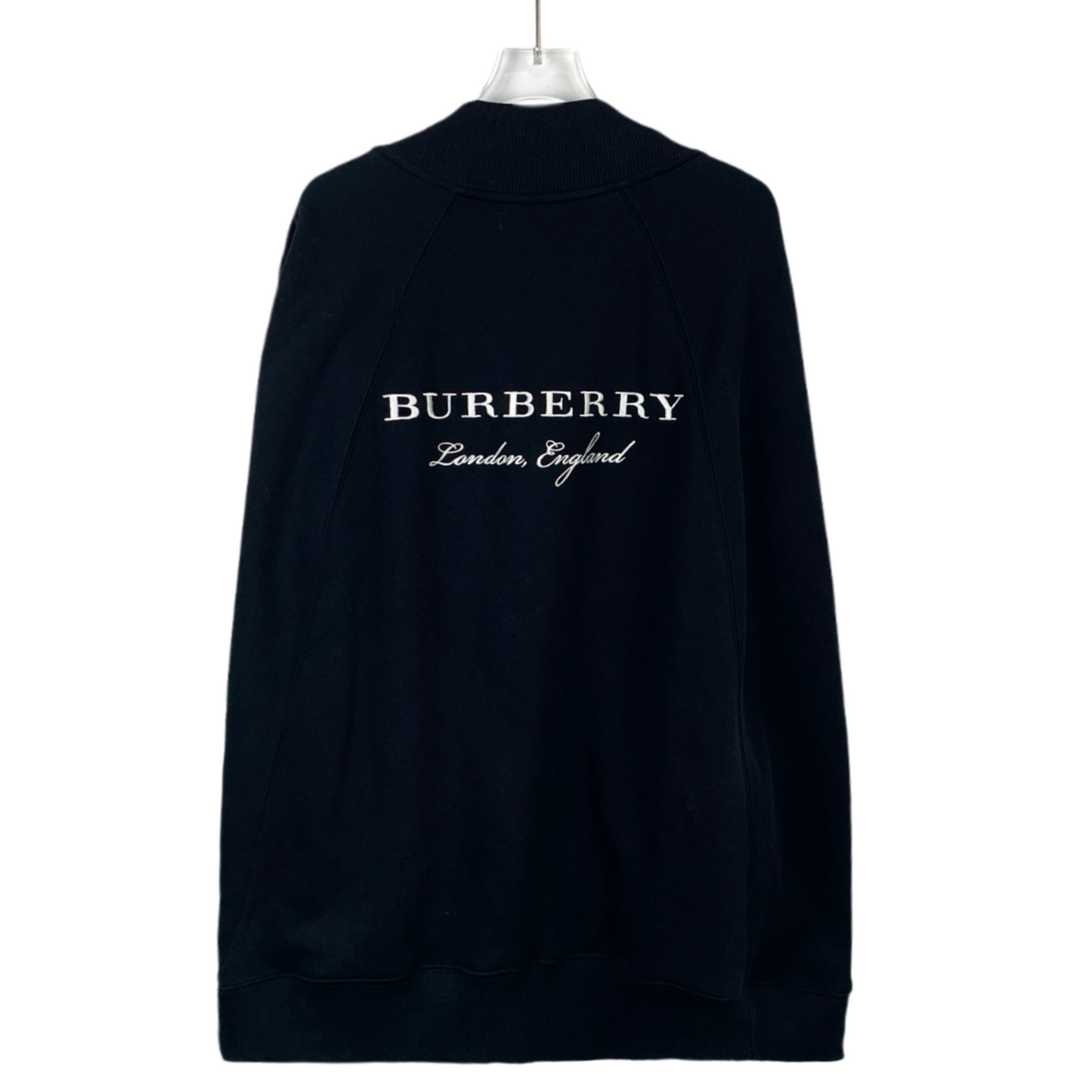 Burberry black logo lettering embroidered cotton cape coat