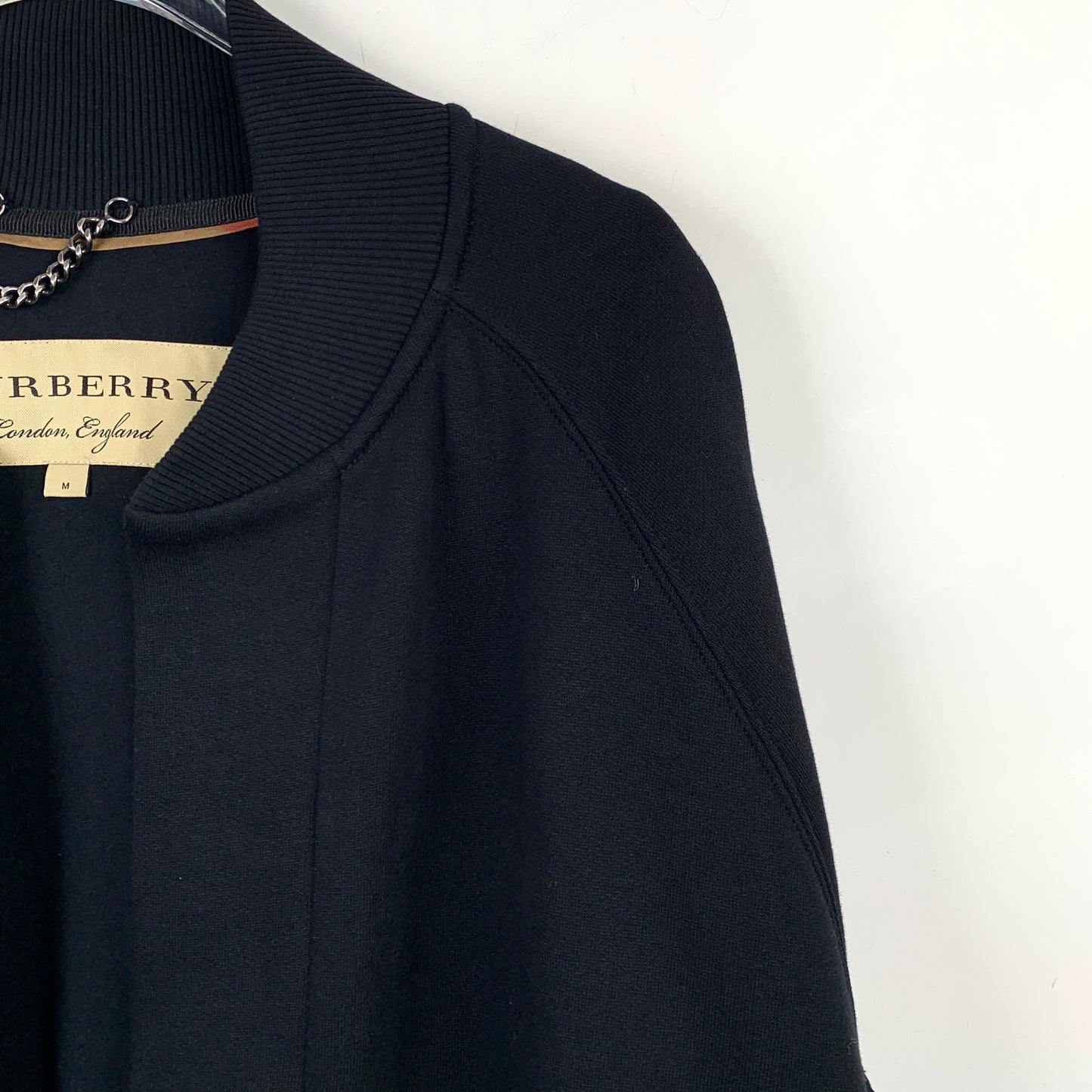 Burberry black logo lettering embroidered cotton cape coat