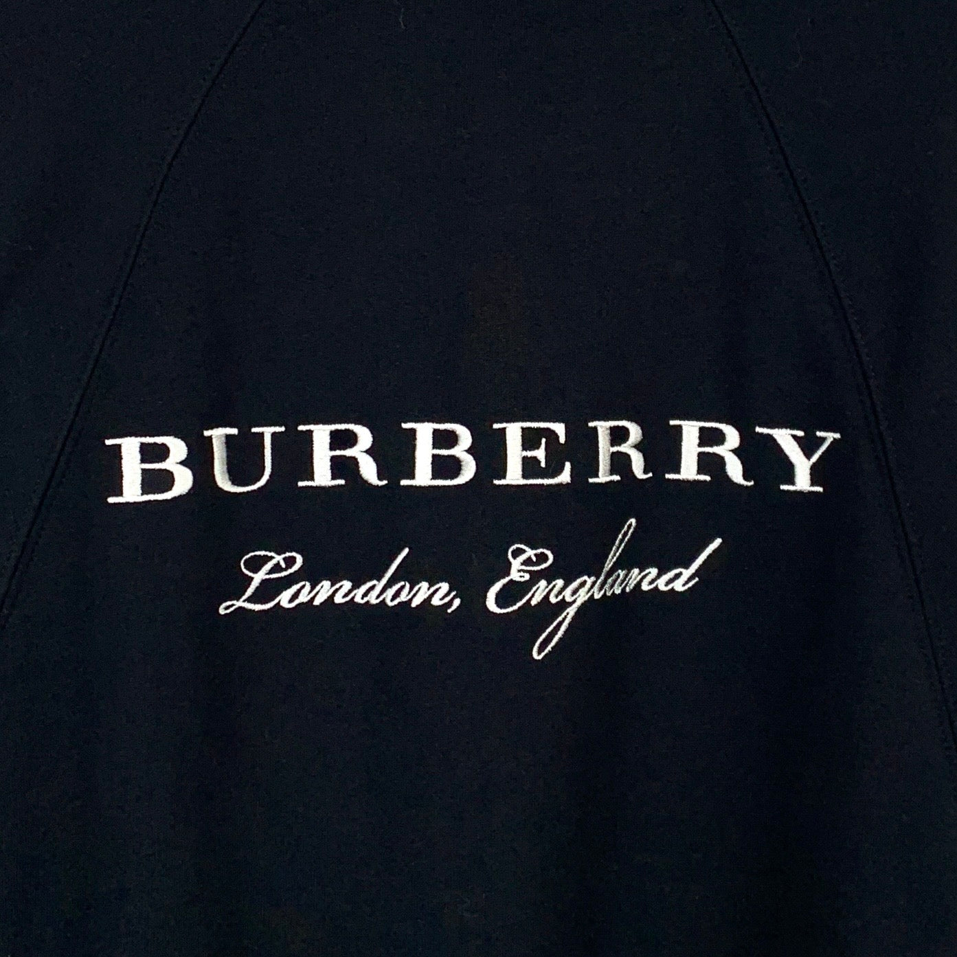 Burberry black logo lettering embroidered cotton cape coat