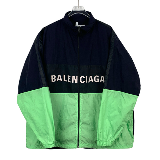 Balenciaga Paris Color-Block Logo Letter Print Zip-Up Windbreaker Jacket