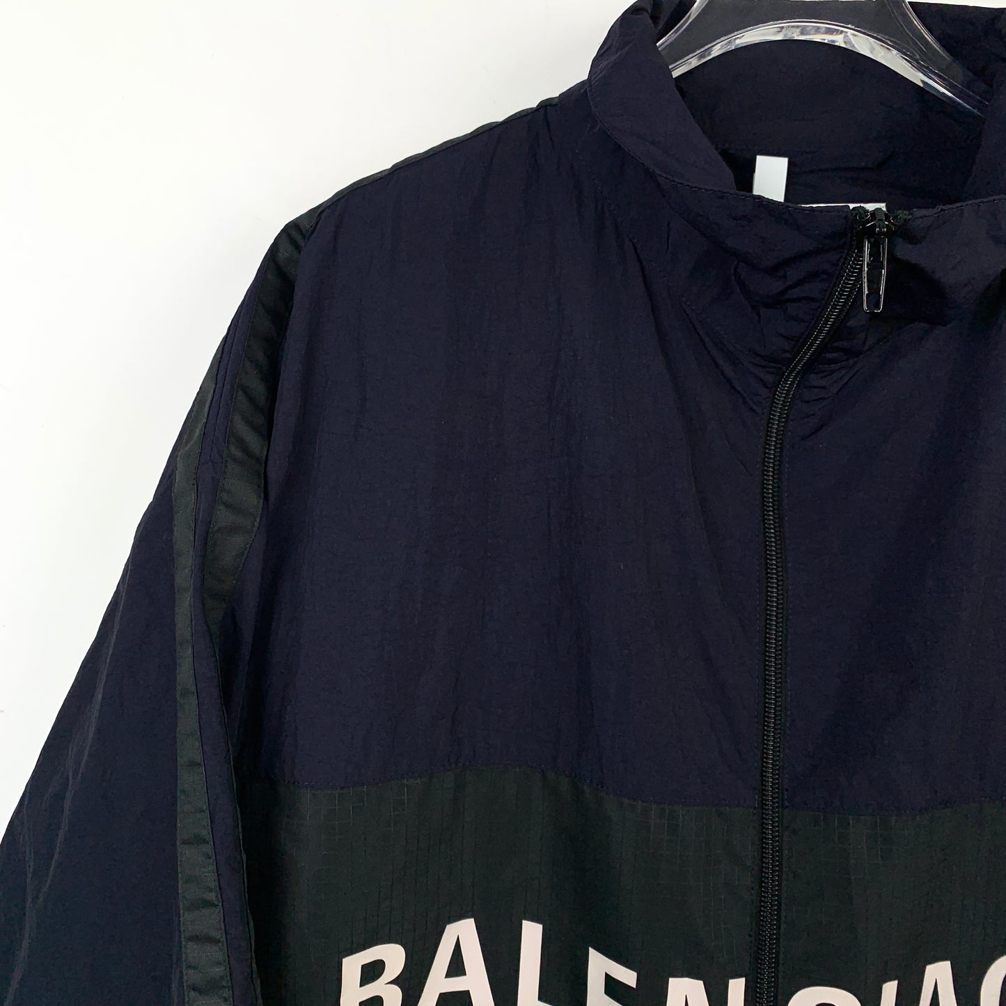 Balenciaga Paris Color-Block Logo Letter Print Zip-Up Windbreaker Jacket