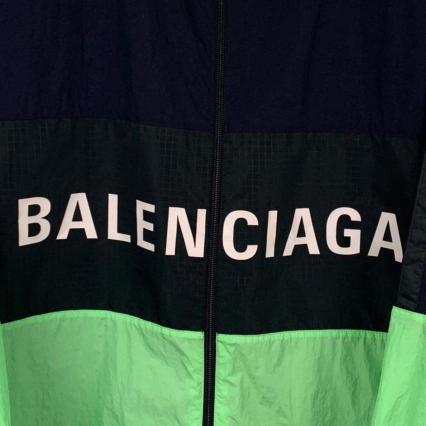 Balenciaga Paris Color-Block Logo Letter Print Zip-Up Windbreaker Jacket