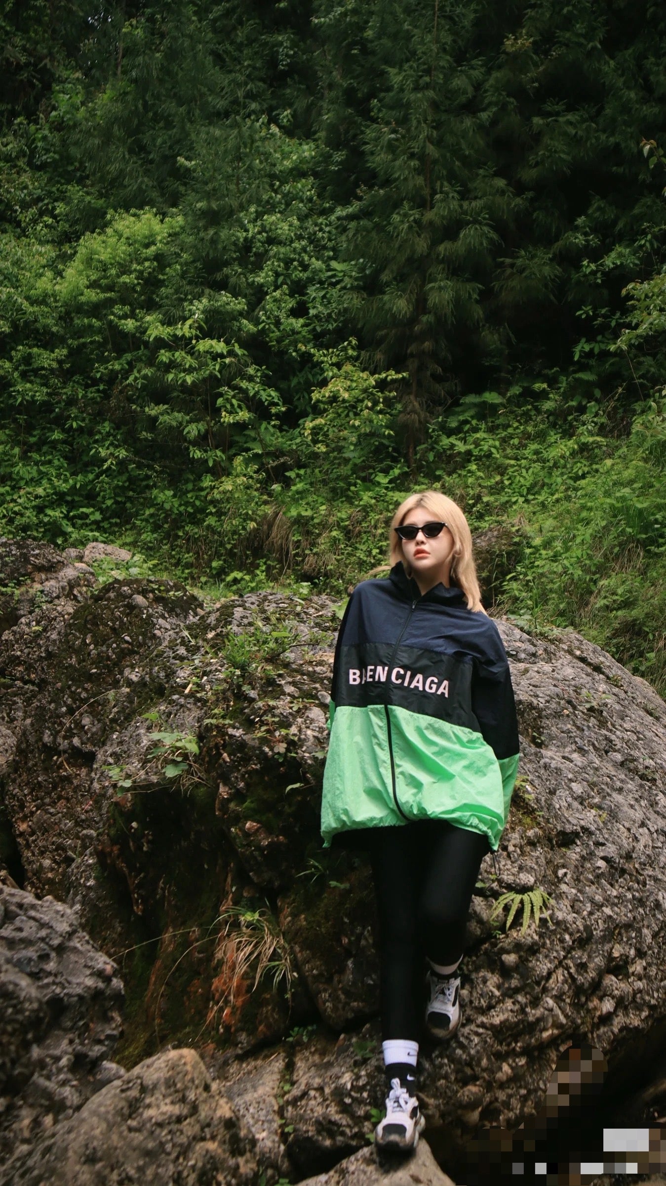 Balenciaga Paris Color-Block Logo Letter Print Zip-Up Windbreaker Jacket